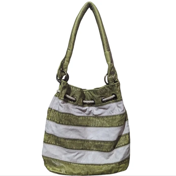J & E New York Small Purse Green And White Stripes - Picture 2 of 11
